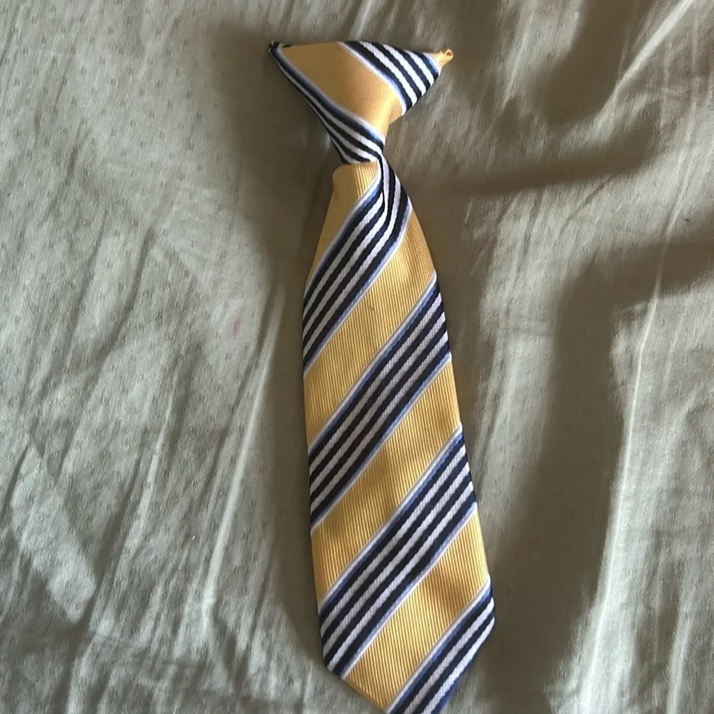 Toddler Boys Yello & Blue Clip On Tie